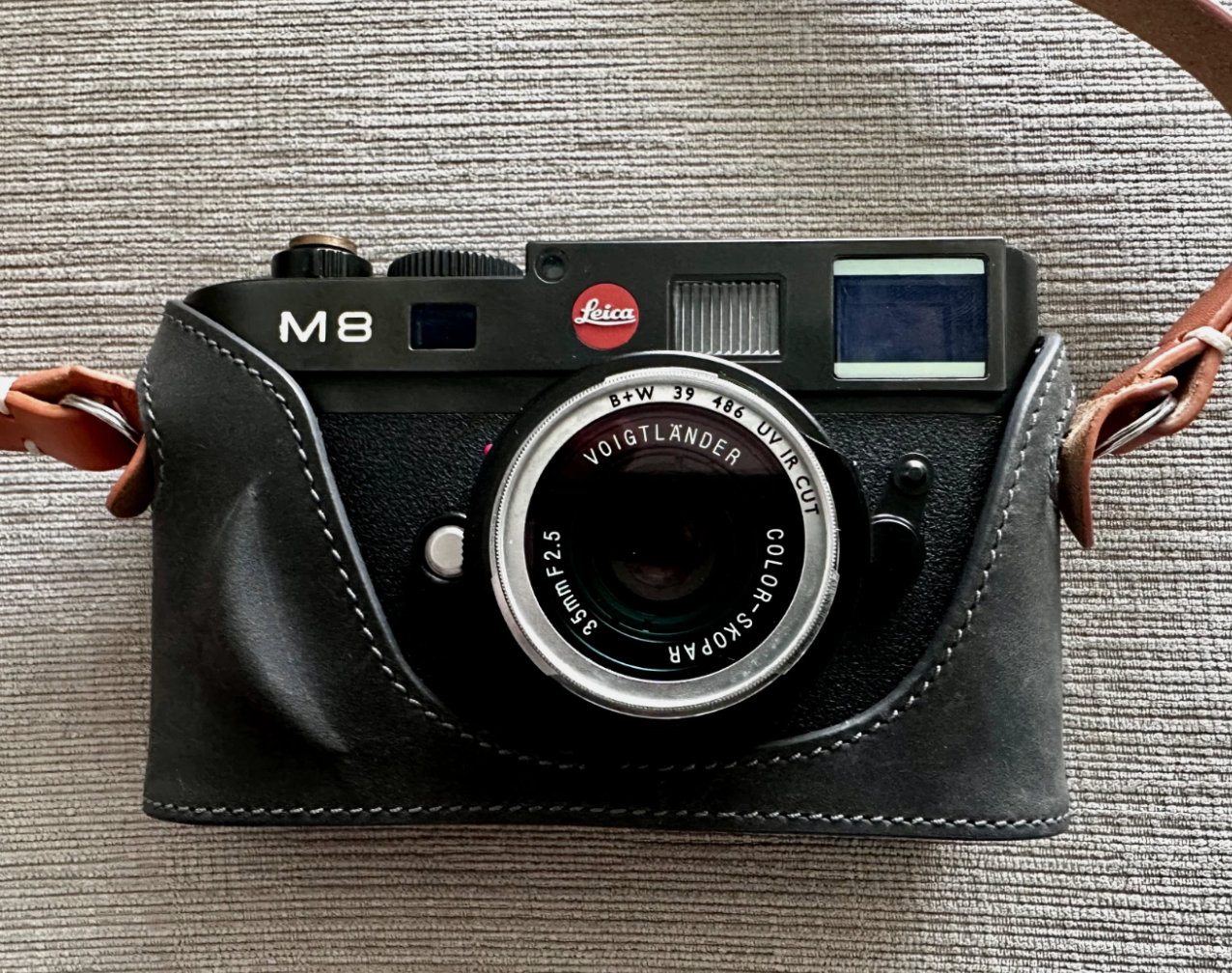 Leica M8 in black leather case